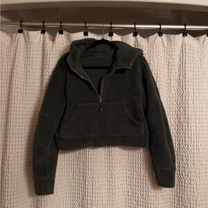 Cropped hooded Sherpa scuba hoodie